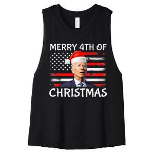 Funny Biden Confused Merry Happy 4th of July Christmas Flag Women's Racerback Cropped Tank