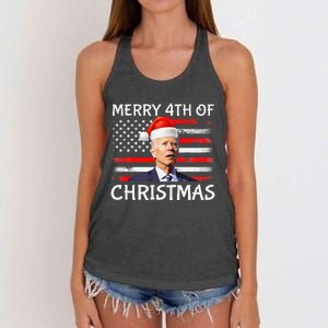 Funny Biden Confused Merry Happy 4th of July Christmas Flag Women's Knotted Racerback Tank