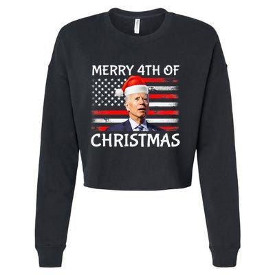 Funny Biden Confused Merry Happy 4th of July Christmas Flag Cropped Pullover Crew