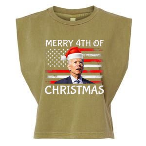 Funny Biden Confused Merry Happy 4th of July Christmas Flag Garment-Dyed Women's Muscle Tee