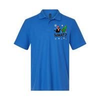 Funny Black Cat Design Pushing Christmas Tree Over Cat What? Gift Softstyle Adult Sport Polo