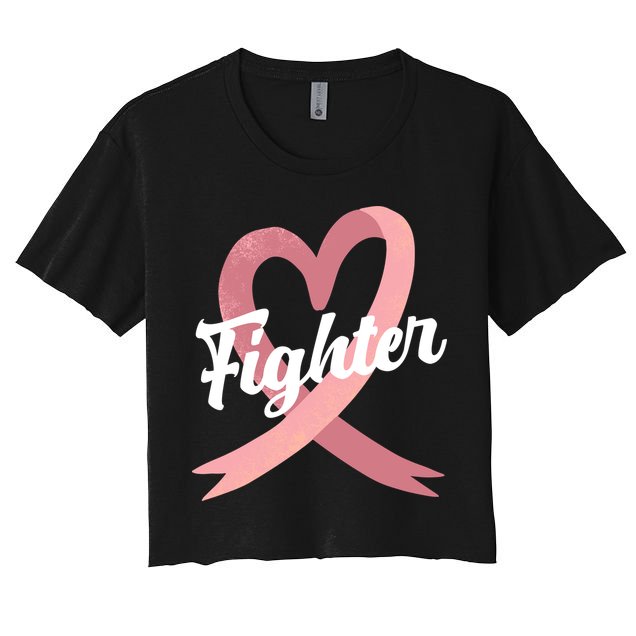 Fighter Breast Cancer Awareness Heart Crop Top