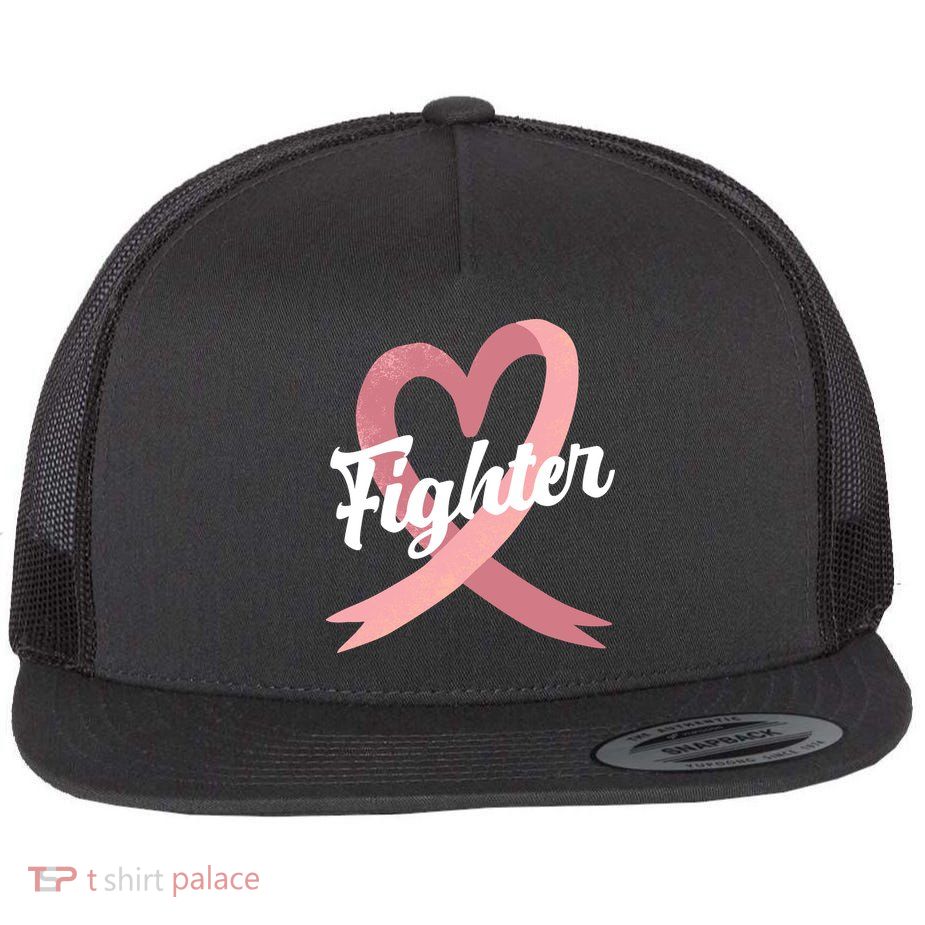 Fighter Breast Cancer Awareness Heart Flatbill Hat