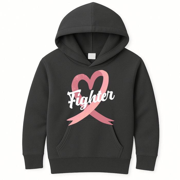 Fighter Breast Cancer Awareness Heart Kids Hoodie