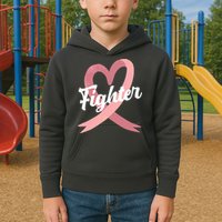 Fighter Breast Cancer Awareness Heart Kids Hoodie