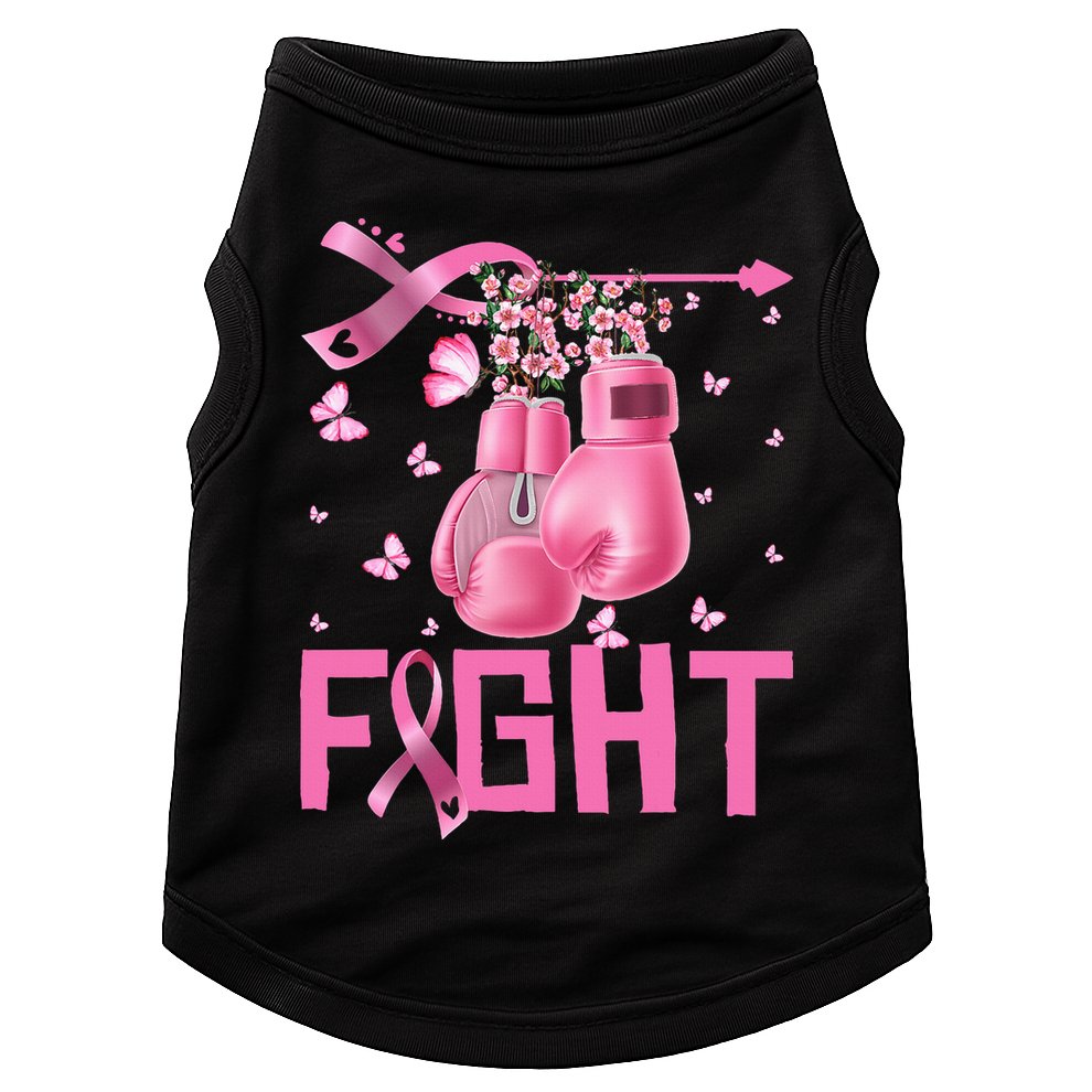 Fight Breast Cancer Awareness Boxing Gloves Warrior Doggie Tank