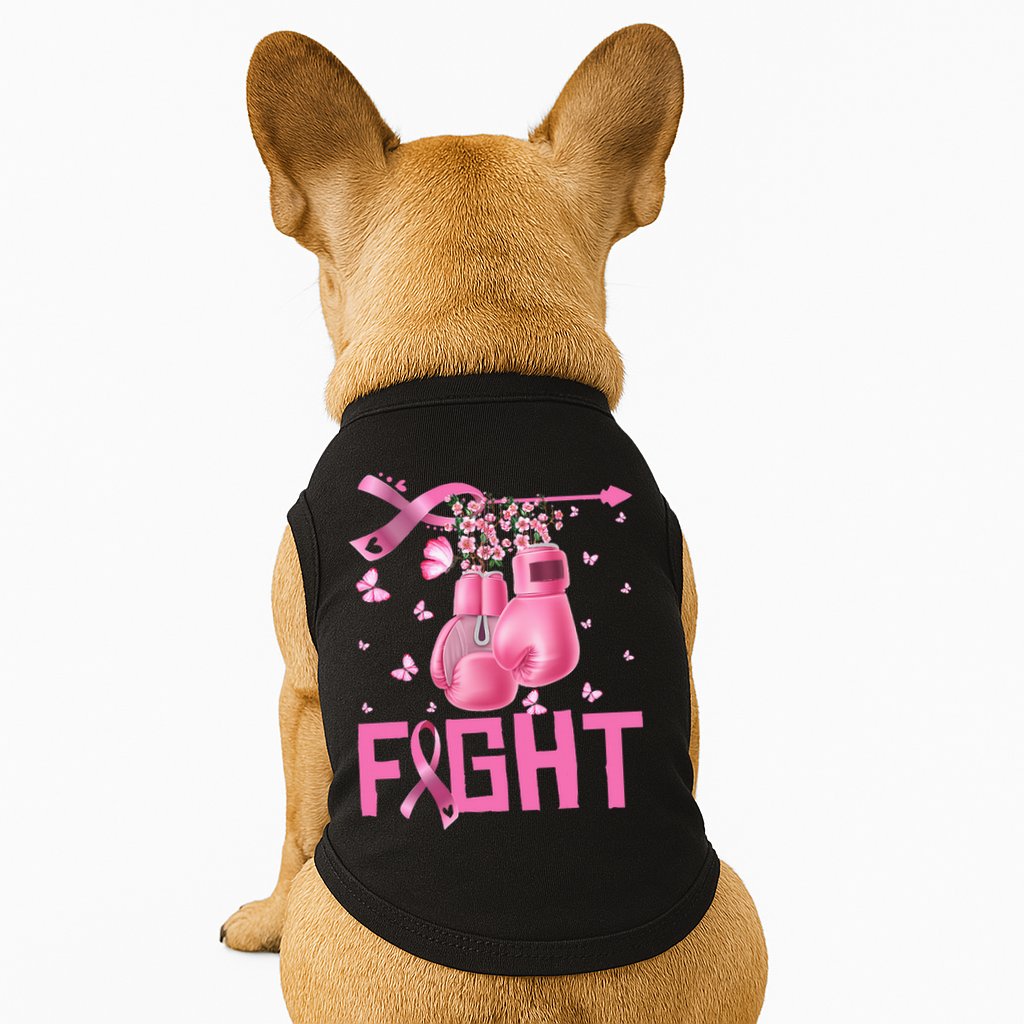 Fight Breast Cancer Awareness Boxing Gloves Warrior Doggie Tank