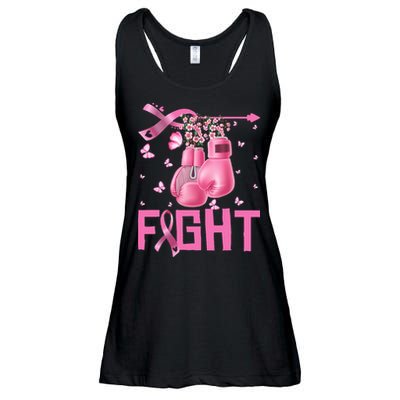 Fight Breast Cancer Awareness Boxing Gloves Warrior Ladies Essential Flowy Tank