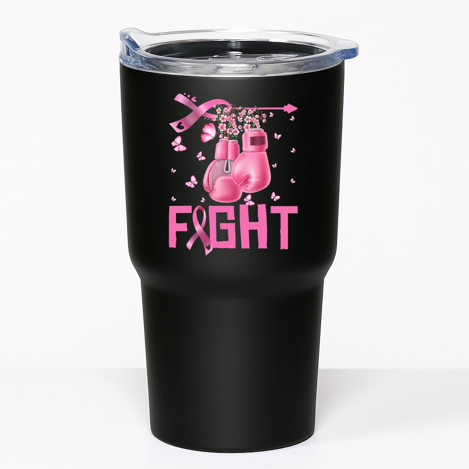 Fight Breast Cancer Awareness Boxing Gloves Warrior Tumbler