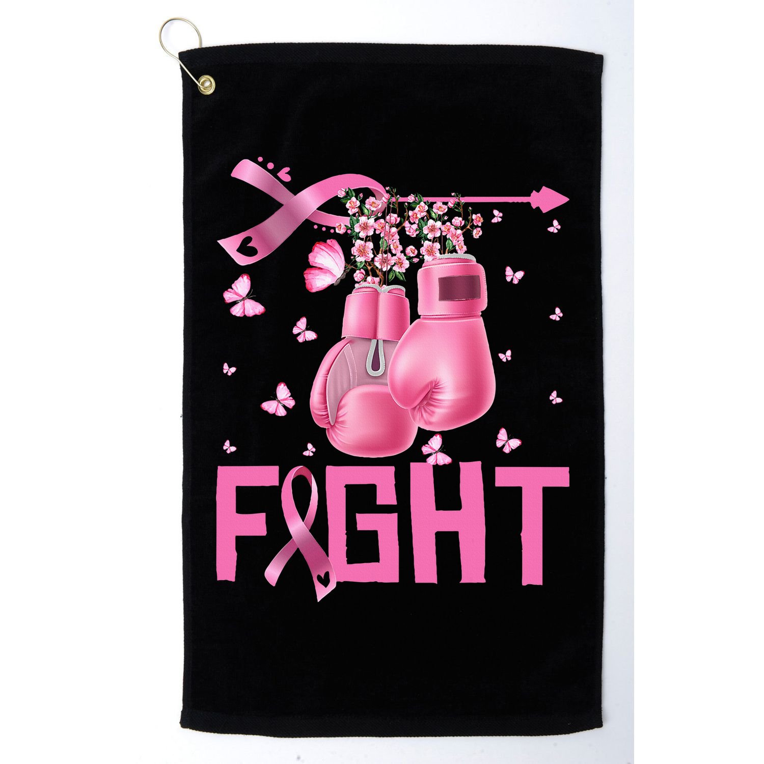 Fight Breast Cancer Awareness Boxing Gloves Warrior Golf Towel