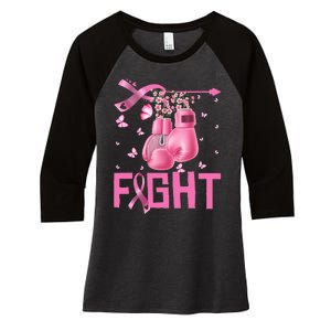 Fight Breast Cancer Awareness Boxing Gloves Warrior Women's Tri-Blend 3/4-Sleeve Raglan Shirt