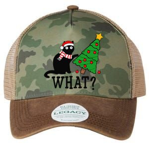 Funny Black Cat Gift Pushing Christmas Tree Over Cat What Legacy Tie Dye Trucker Hat