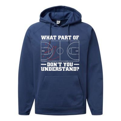 Funny Basketball Coach For Tactic Diagram Board Performance Fleece Hoodie