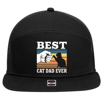 Funny Best Cat Dad Ever Gift 7 Panel Mesh Trucker Snapback Hat