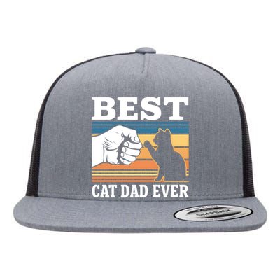 Funny Best Cat Dad Ever Gift Flat Bill Trucker Hat