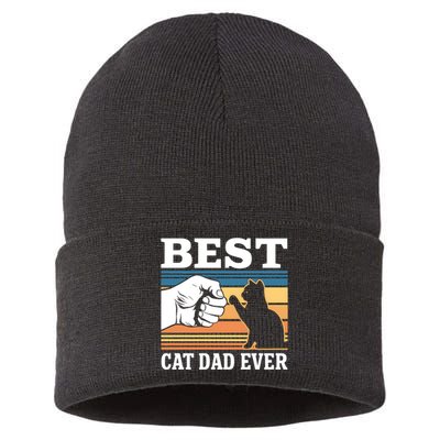 Funny Best Cat Dad Ever Gift Sustainable Knit Beanie