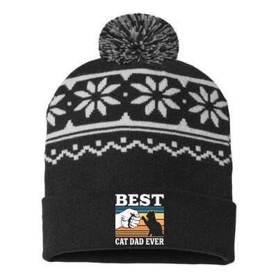 Funny Best Cat Dad Ever Gift USA-Made Snowflake Beanie