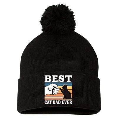 Funny Best Cat Dad Ever Gift Pom Pom 12in Knit Beanie