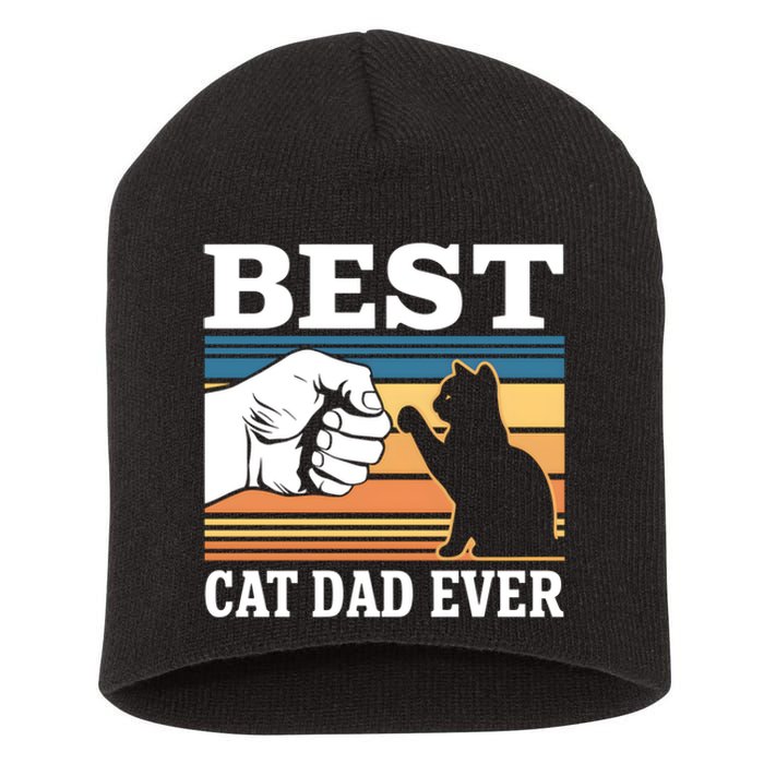 Funny Best Cat Dad Ever Gift Short Acrylic Beanie