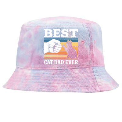 Funny Best Cat Dad Ever Gift Tie-Dyed Bucket Hat