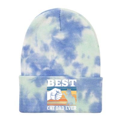 Funny Best Cat Dad Ever Gift Tie Dye 12in Knit Beanie