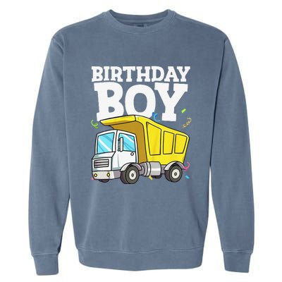 Funny Birthday Construction Truck Theme Party Garment-Dyed Sweatshirt