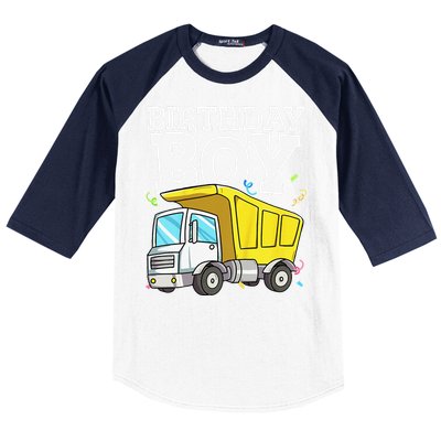 Funny Birthday Construction Truck Theme Party Baseball Sleeve Shirt