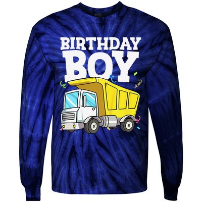 Funny Birthday Construction Truck Theme Party Tie-Dye Long Sleeve Shirt