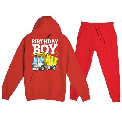 Funny Birthday Construction Truck Theme Party Premium Hooded Sweatsuit Set