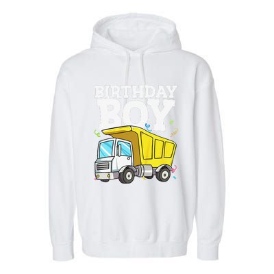 Funny Birthday Construction Truck Theme Party Garment-Dyed Fleece Hoodie