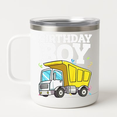 Funny Birthday Construction Truck Theme Party 12 oz Stainless Steel Tumbler Cup