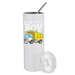 Funny Birthday Construction Truck Theme Party Stainless Steel Tumbler