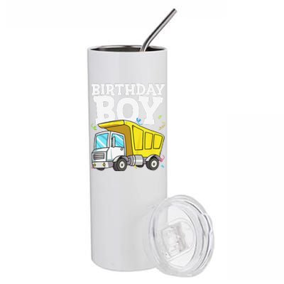 Funny Birthday Construction Truck Theme Party Stainless Steel Tumbler