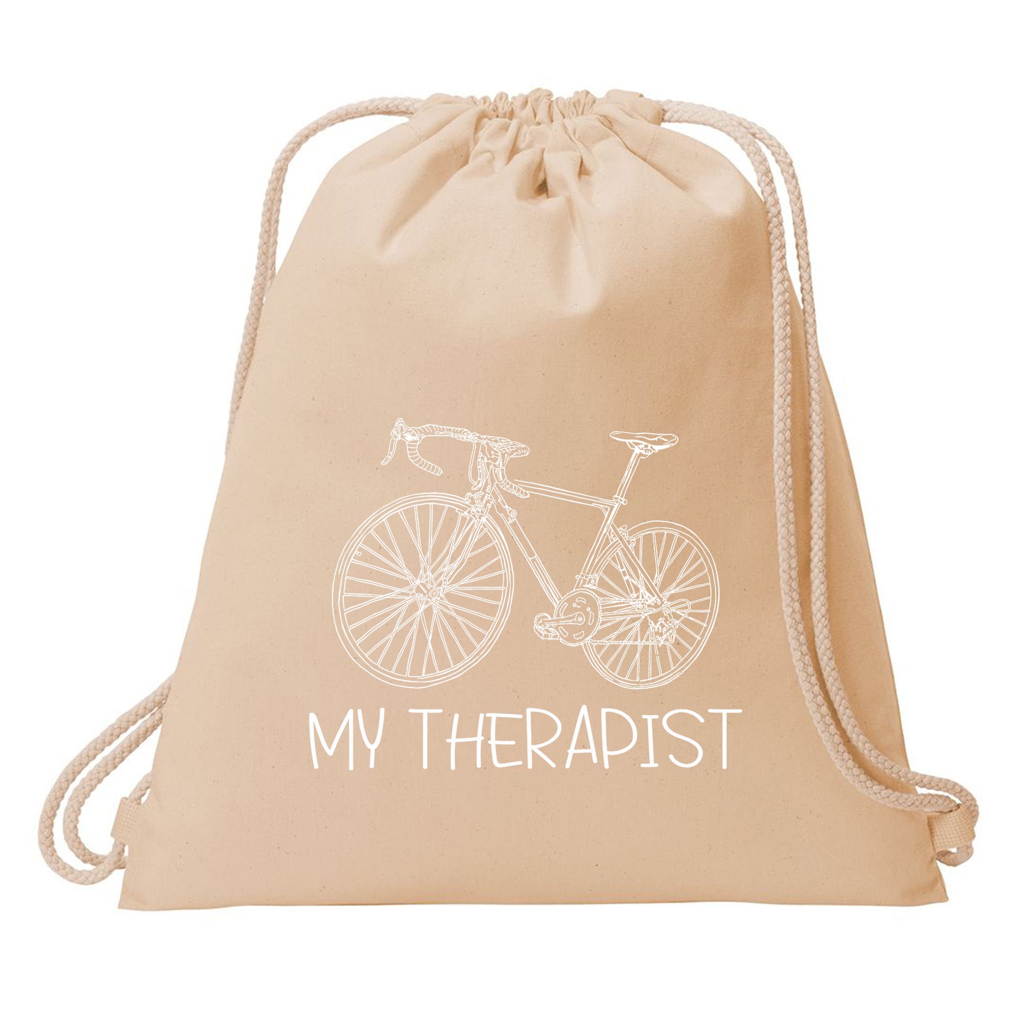 Funny Bicycle Cyclist Road Bike My Therapis Drawstring Bag
