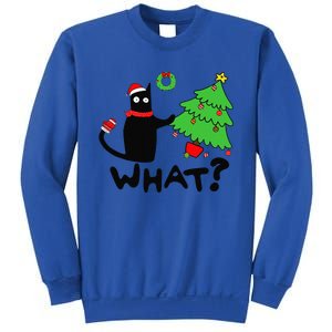 Funny Black Cat Pushing Christmas Tree Over Funny Cat What Sweatshirt