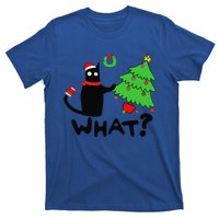 Funny Black Cat Pushing Christmas Tree Over Funny Cat What T-Shirt