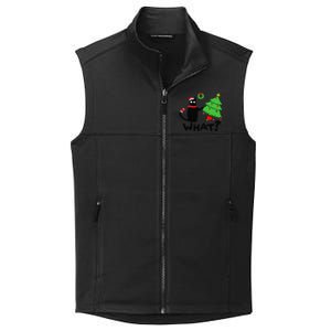 Funny Black Cat Pushing Christmas Tree Over Funny Cat What Collective Smooth Fleece Vest