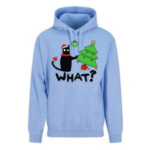 Funny Black Cat Pushing Christmas Tree Over Funny Cat What Unisex Surf Hoodie