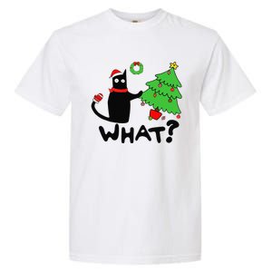 Funny Black Cat Pushing Christmas Tree Over Funny Cat What Garment-Dyed Heavyweight T-Shirt