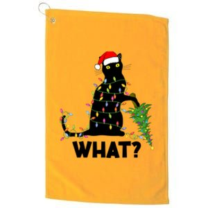 Funny Black Cat Pushing Christmas Tree Over Cat Christmas Funny Gift Platinum Collection Golf Towel