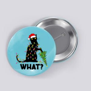 Funny Black Cat Pushing Christmas Tree Over Cat Christmas Funny Gift Button