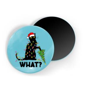 Funny Black Cat Pushing Christmas Tree Over Cat Christmas Funny Gift Magnet