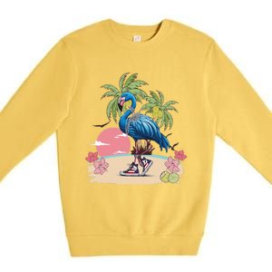 Flamingo Blue Chucks And Pearls Funny Coconut Tree Women Premium Crewneck Sweatshirt