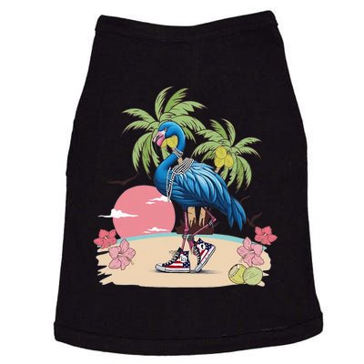 Flamingo Blue Chucks And Pearls Funny Coconut Tree Women Doggie Tank