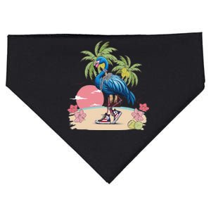 Flamingo Blue Chucks And Pearls Funny Coconut Tree Women USA-Made Doggie Bandana