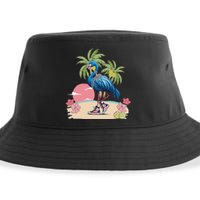 Flamingo Blue Chucks And Pearls Funny Coconut Tree Women Sustainable Bucket Hat