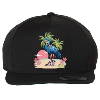 Flamingo Blue Chucks And Pearls Funny Coconut Tree Women Wool Snapback Cap