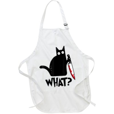 Funny Black Ca, Murderous Cat With Knife Full-Length Apron With Pockets