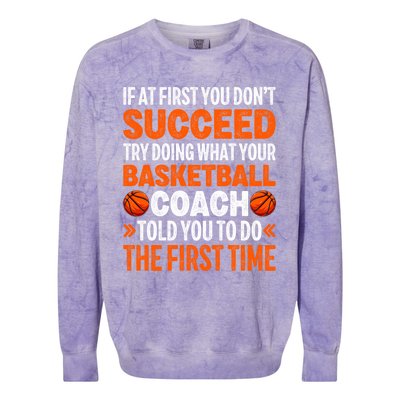 Funny Basketball Coaching For Mom Dad Papa Mama Gift Colorblast Crewneck Sweatshirt