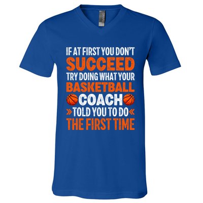 Funny Basketball Coaching For Mom Dad Papa Mama Gift V-Neck T-Shirt